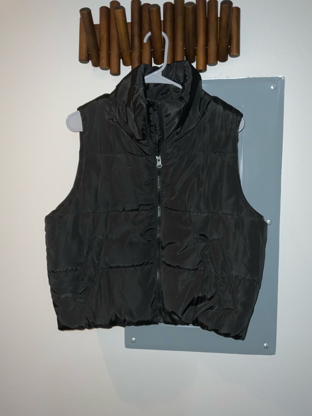 Automet Black Quilted Puffer Jacket with High Collar